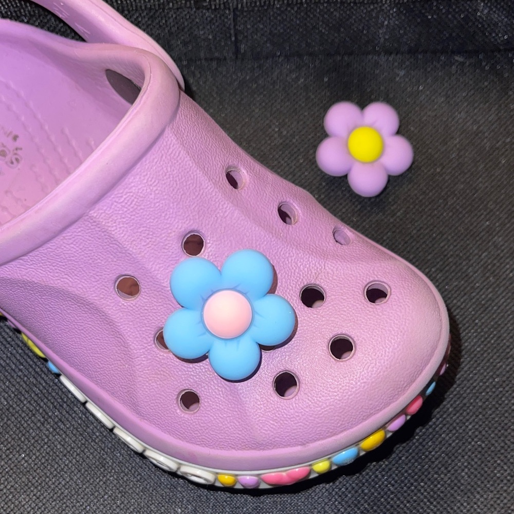 JIBBITZ Purple and Blue Flower Charms. Croc not included.